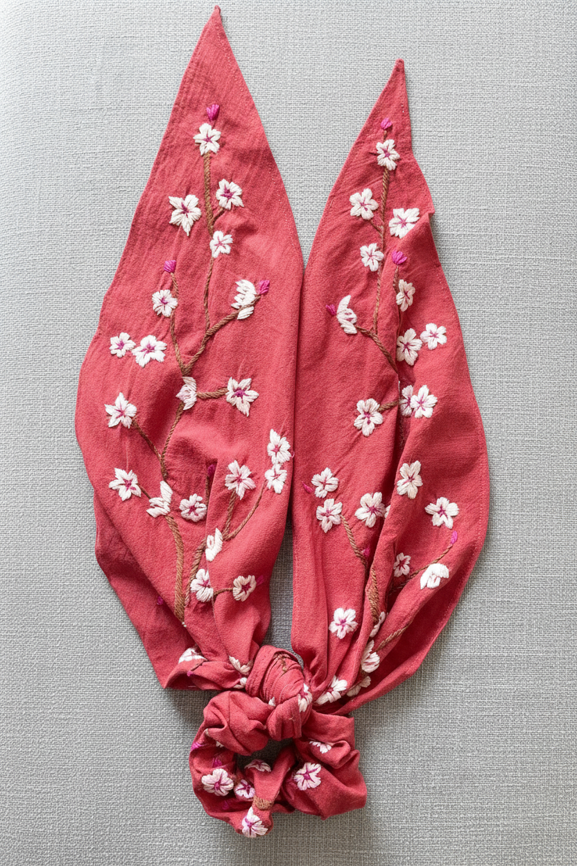 Hand-embroidered Scrunchie-Scarf