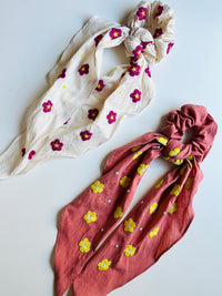 Hand-embroidered Scrunchie-Scarf