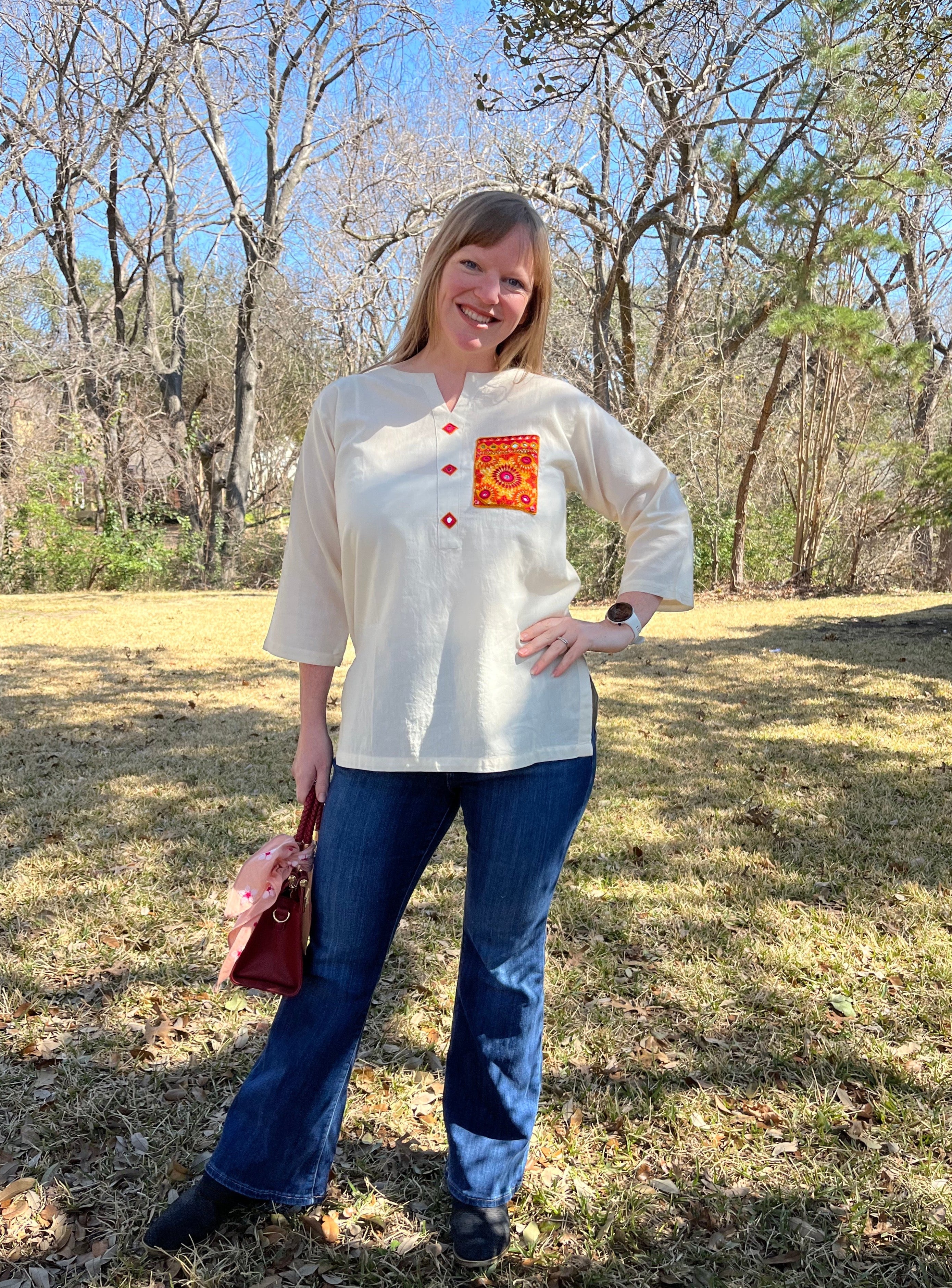 Hand-Embroidered Pocket Shirt